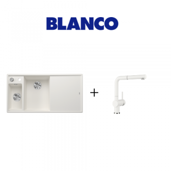 Blanco AXIA 3 Tezgah Üstü Beyaz Granit Eviye + LİNUS S Spiralli Beyaz Armatür Kampanyası	