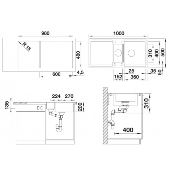 Blanco ADIRA 6 S Siyah Evye