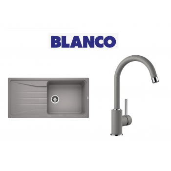 Blanco Sona 6 S XL  Tek Gözlü Tezgah Üstü Alu Metalic Granit Evye + Blanco Mida Spiralsiz Alu Metallic Armatur Kampanyası