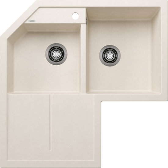 Blanco Metra 9 E Tezgah Üstü Köşe Sol Damlalıklı 2 Gözlü Granit Soft Beyaz Evye - 526801