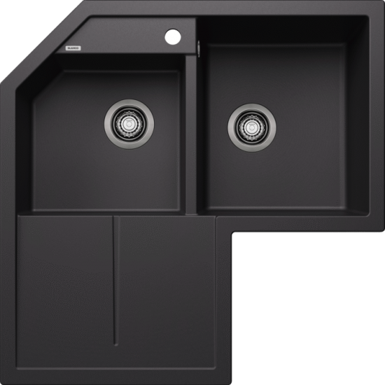 Blanco Metra 9 E Tezgah Üstü Köşe Sol Damlalıklı 2 Gözlü Granit Siyah Evye - 525938