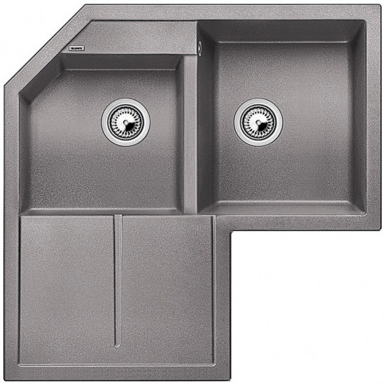 Blanco Metra 9 E Tezgah Üstü Köşe Sol Damlalıklı 2 Gözlü Granit Alu Metallic  Evye - 515567