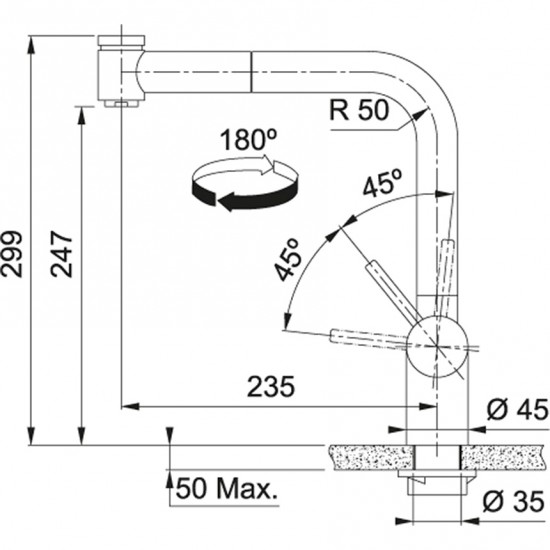 Franke Atlas Neo Duşlama özellikli spiralli İnox Armatür - 115.0521.441