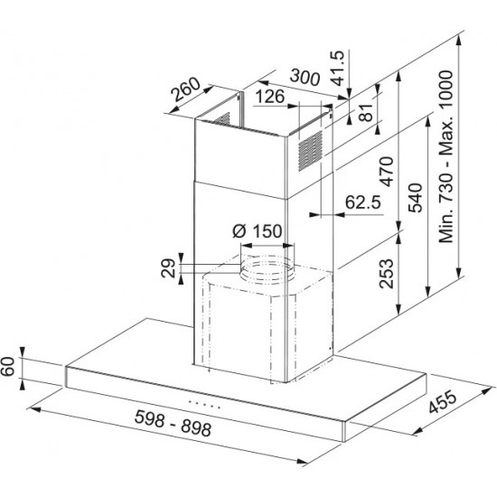 Faber Stilo Glass SMART X/V A90 Paslanmaz Çelik/Cam Duvar Tipi Davlumbaz