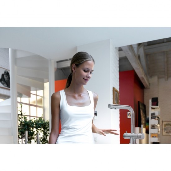 Franke Atlas Çift Elcikli Arıtma Takılabilen Spiralsiz Inox Armatür