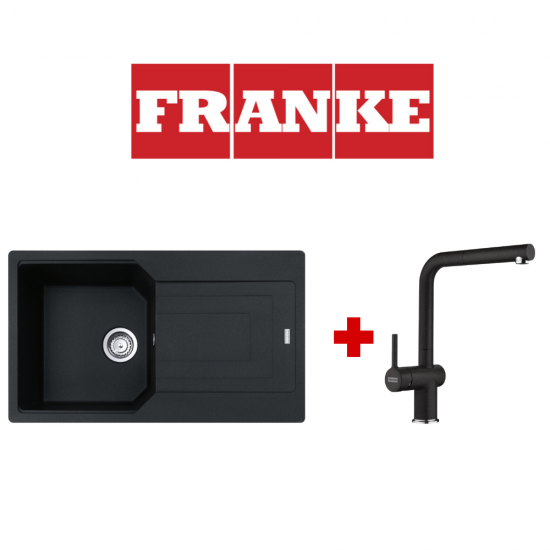 Franke Kampanya Urban UBG 611-86 Nero Eviye ve Active Plus Sprialli Nero Armatür