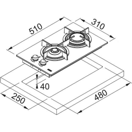 Franke Mythos FHCR 302 2G HE BK C Siyah Ankastre Ocak
