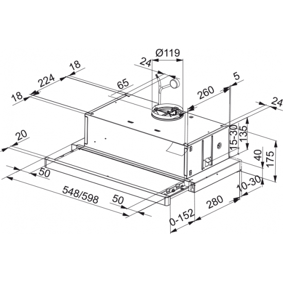 Franke FTC 6032 GR/ XS Inox Ankastre Sürgülü Aspiratör