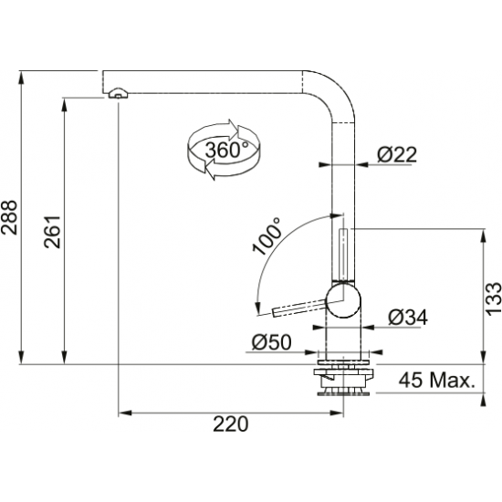 Franke Neptune Style Window Pencere Önü Eğilebilen Spiralsiz Krom Armatür