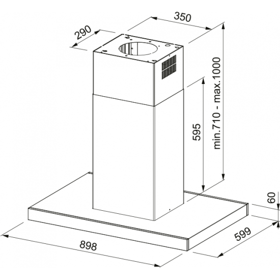 Franke Mythos FCR 925 I TC BK XS Siyah + Inox Ada Tipi Davlumbaz