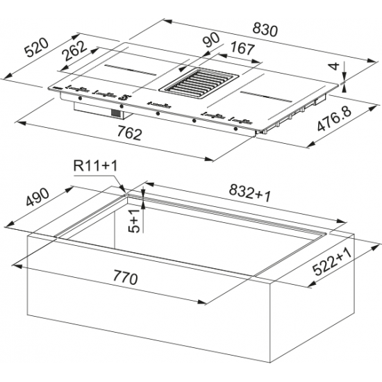 Franke Mythos 2Gether FMY 839 HI  Davlumbaz Entegreli İndüksiyonlu Ankastre Ocak