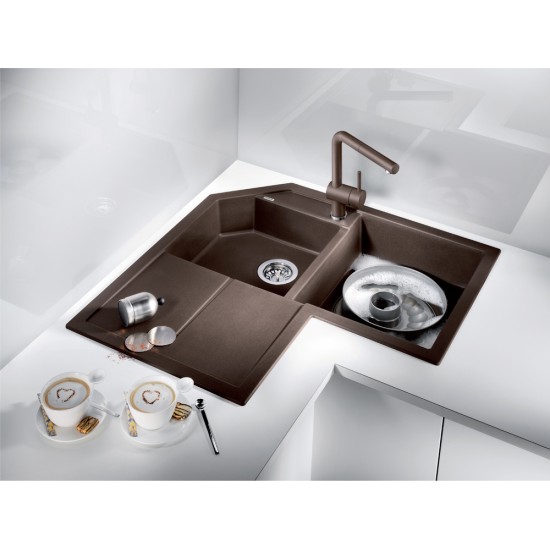 Blanco Metra 9 E Tezgah Üstü Köşe Sol Damlalıklı 2 Gözlü Granit Jasmine Evye - 515569 Blanco Metra 9 E Tezgah Üstü Köşe Sol Damlalıklı 2 Gözlü Granit Jasmine Evye - 515569