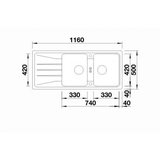 Blanco Sona  8 S Tezgah Üstü 2 Gözlü Her İki Yöne Kullanılabilir Granit Jasmine Evye - 519702