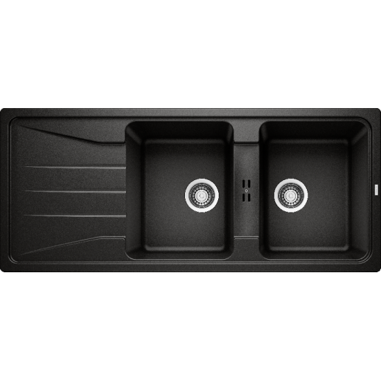 Blanco Sona  8 S Tezgah Üstü 2 Gözlü Her İki Yöne Kullanılabilir Granit Siyah Evye - 525979