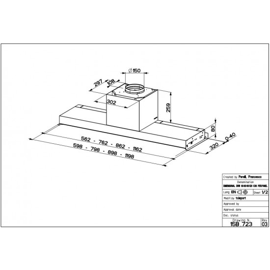 Faber In-Nova Premium  EV8+X A60 Paslanmaz Çelik Ankastre Davlumbaz