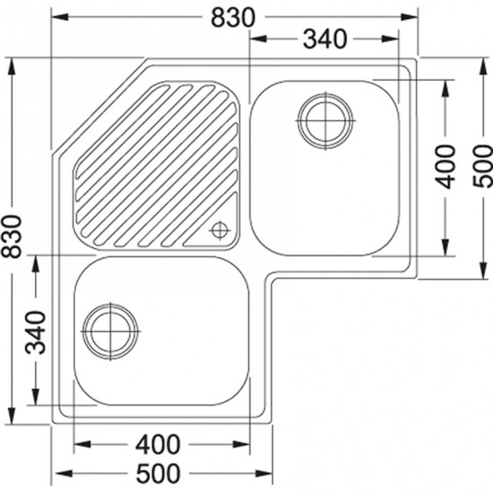 Franke Köşe PNX 621-E İnox Tezgah Üstü Paslanmaz Çelik Köşe Evye
