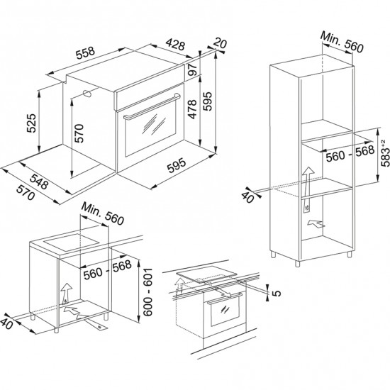Franke Smart Linear 60 Cm İnox 5 Li Ankastre Set