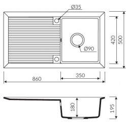 Marmorin Cire 860 Granit Evye 1 Gözlü Damlalıklı Tezgah Üstü Kahverengi