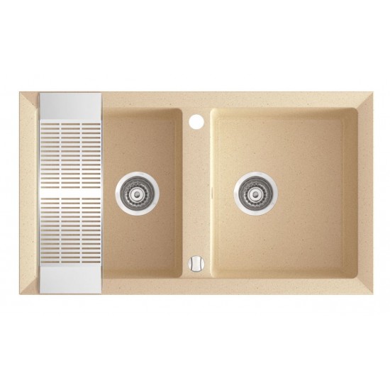 Marmorin Cire 870 Granit Evye 2 Gözlü Damlalıksız Tezgah Üstü  Marmorin Cire 870 Granit Evye 2 Gözlü Damlalıksız Tezgah Üstü