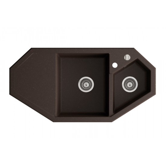 Marmorin Debra 1000 Granit Köşe Evye 1,5 Gözlü Damlalıklı Kahverengi