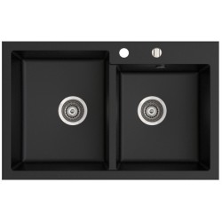 Marmorin Debra 800 Granit Evye 2 Gözlü Damlalıksız Tezgah Üstü Siyah