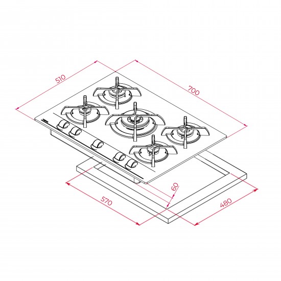 Teka GBC 75030 WH 70 cm Beyaz Ankastre Ocak  - 112580053